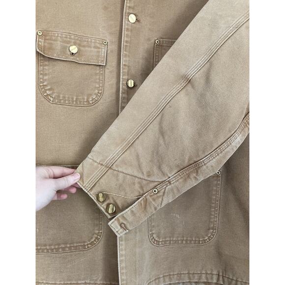 VTG Carhartt C01 BRN Michigan Firm Duck Chore Coat Jacket Blanket Lined Mens 44 - Picture 2 of 10
